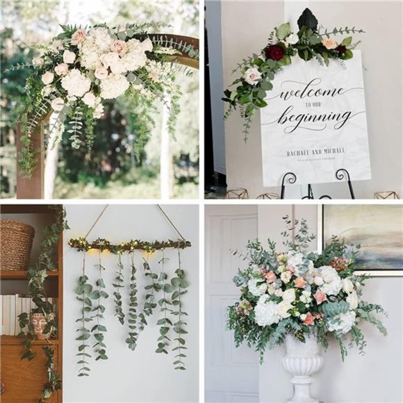 50pcs Artificial Eucalyptus Stems Fake Leaves Stems Real Touch Leaf Branches - Picture 6 of 8